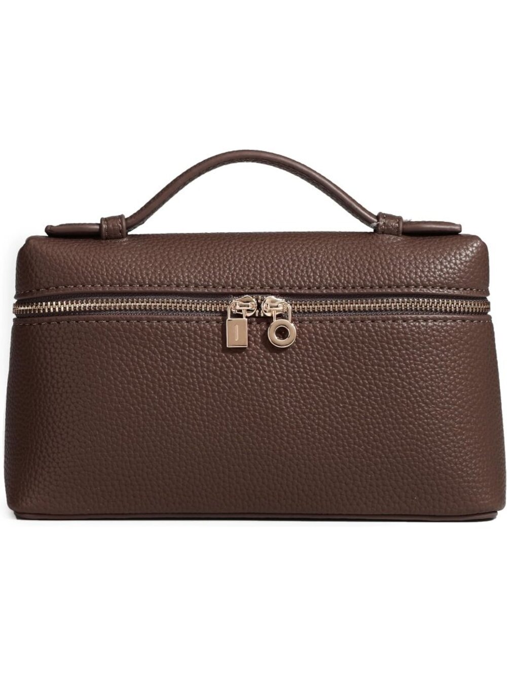 Women's Coffee Small Leather Top-Handle Trendy Shoulder Handbag Gold Hardware